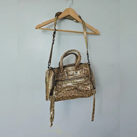 AIMEE KESTENBERG Leopard Cheetah Print Leathee CAR-GO SHOULDER SATCHEL BAG - Picture 1 of 14
